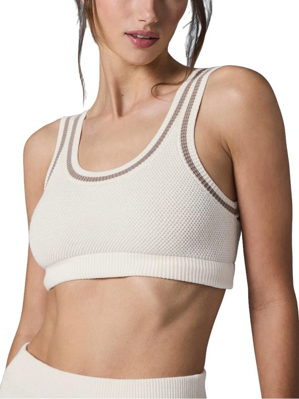 Alo yoga tennis club sweater knit cropped bra top